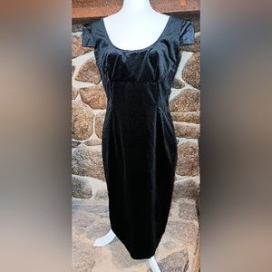 Gio Guerreri black velvet look dress, size 12